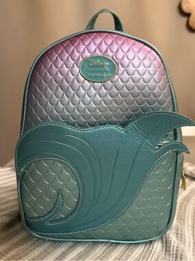 Disney Aqua and Iridescent Pink Mermaid Wave Mini Backpack